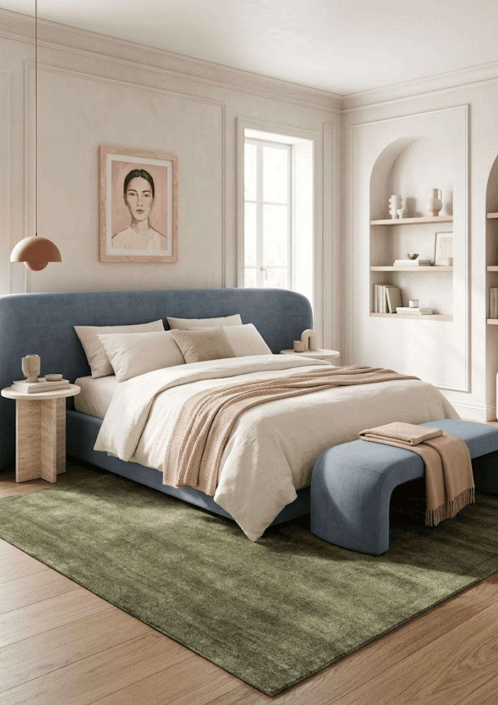 Blended Bamboo & Wool Handtufted Carpet _ Moss Green