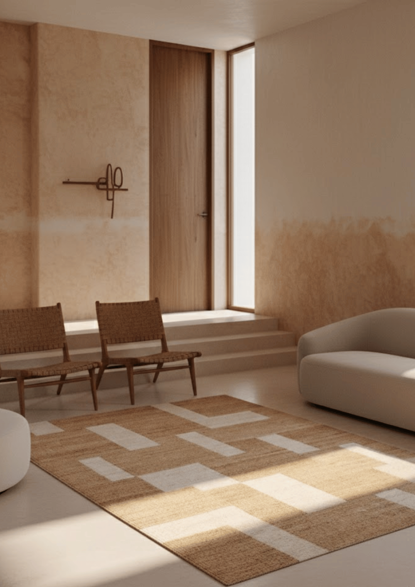Hemp Handwoven Panja Rug_ Oat Mosaic