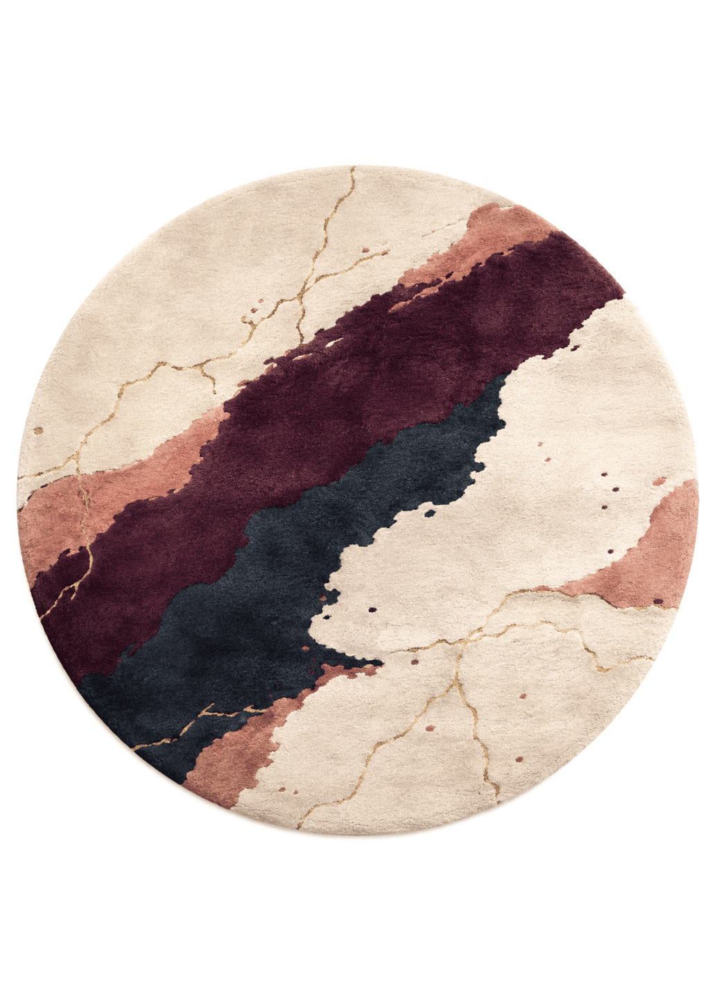Round Woolen Handtufted Carpet _Merlot Vein
