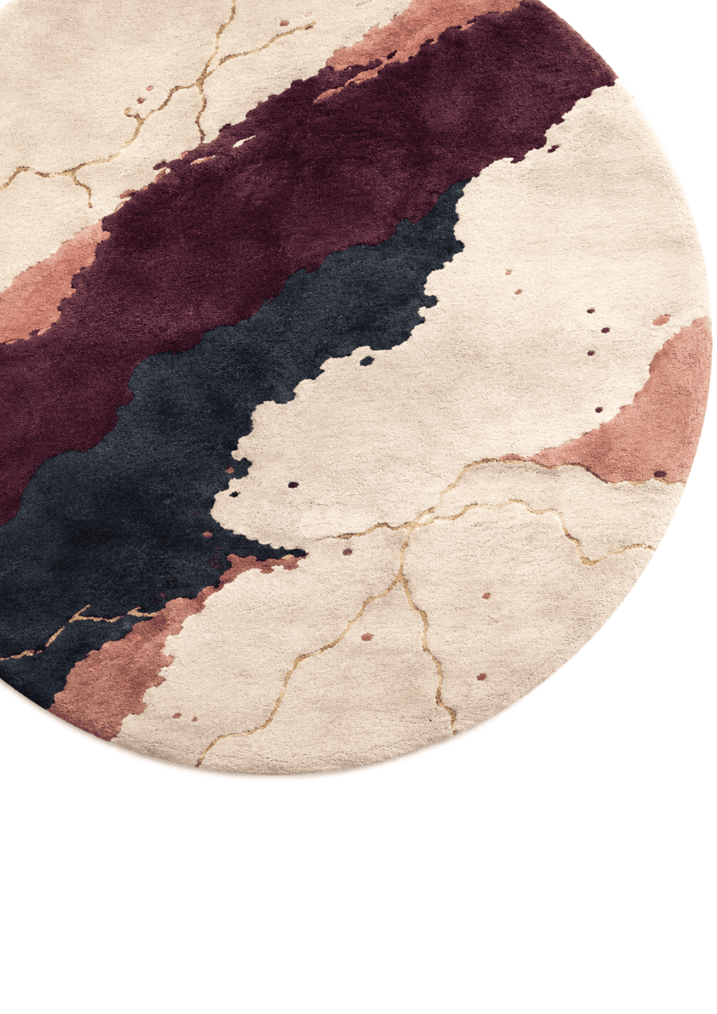 Round Woolen Handtufted Carpet _Merlot Vein