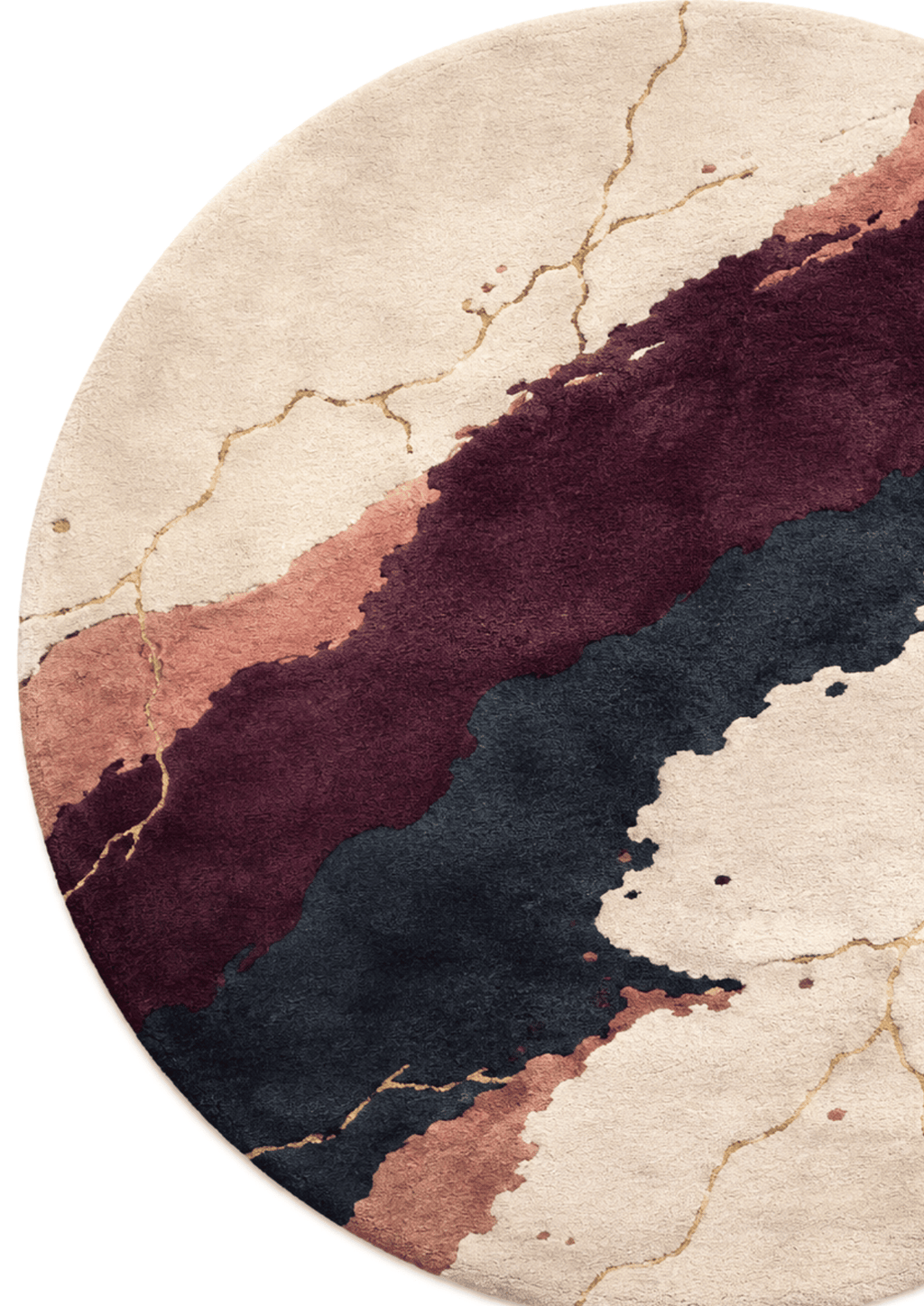 Round Woolen Handtufted Carpet _Merlot Vein