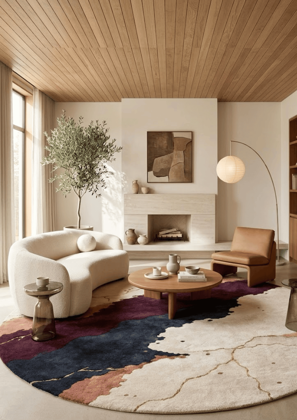 Round Woolen Handtufted Carpet _Merlot Vein