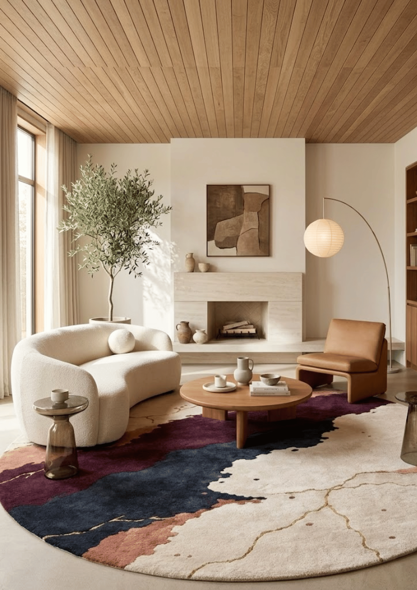 Round Woolen Handtufted Carpet _Merlot Vein