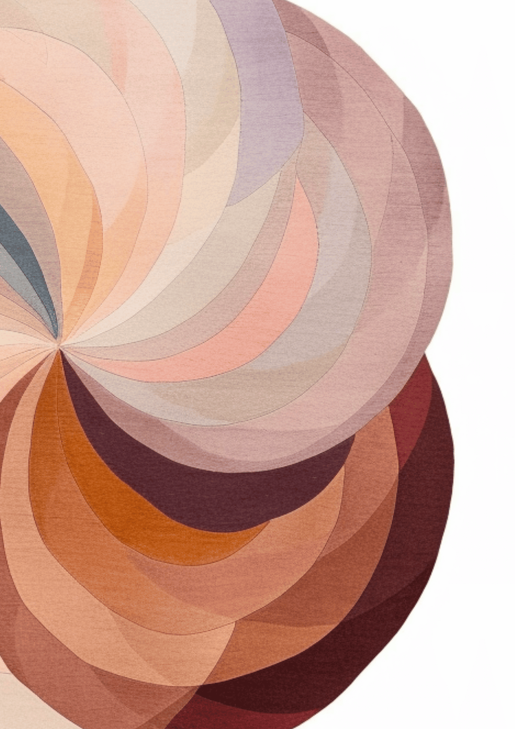 Round Woolen Handtufted Carpet _ Seraph Petals