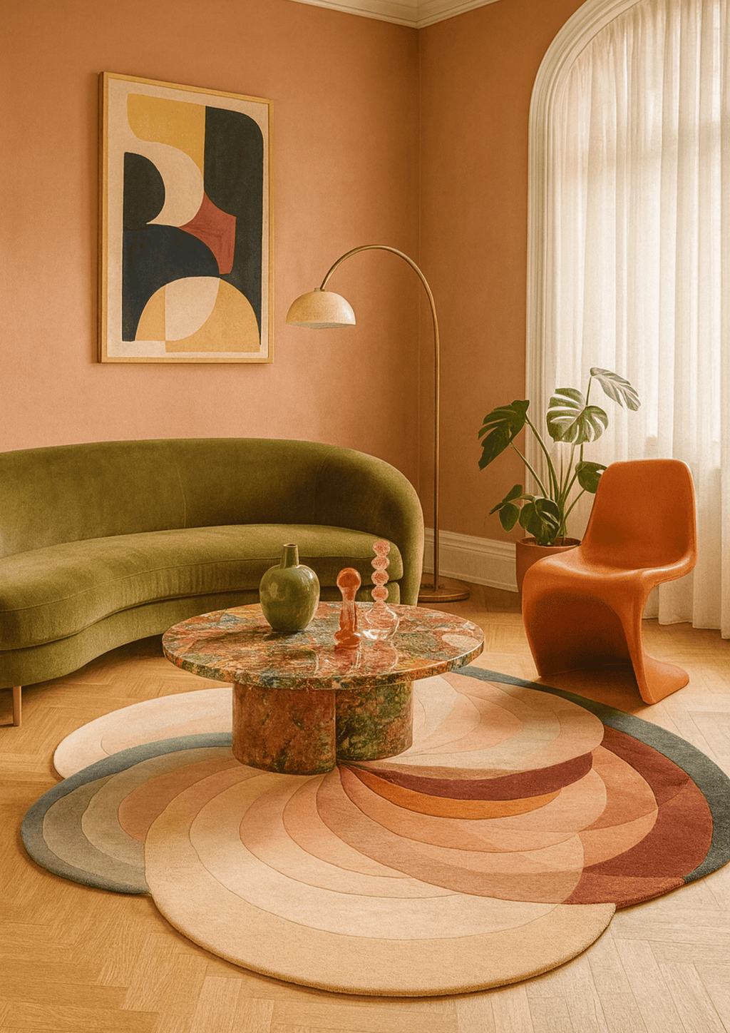 Round Woolen Handtufted Carpet _ Seraph Petals