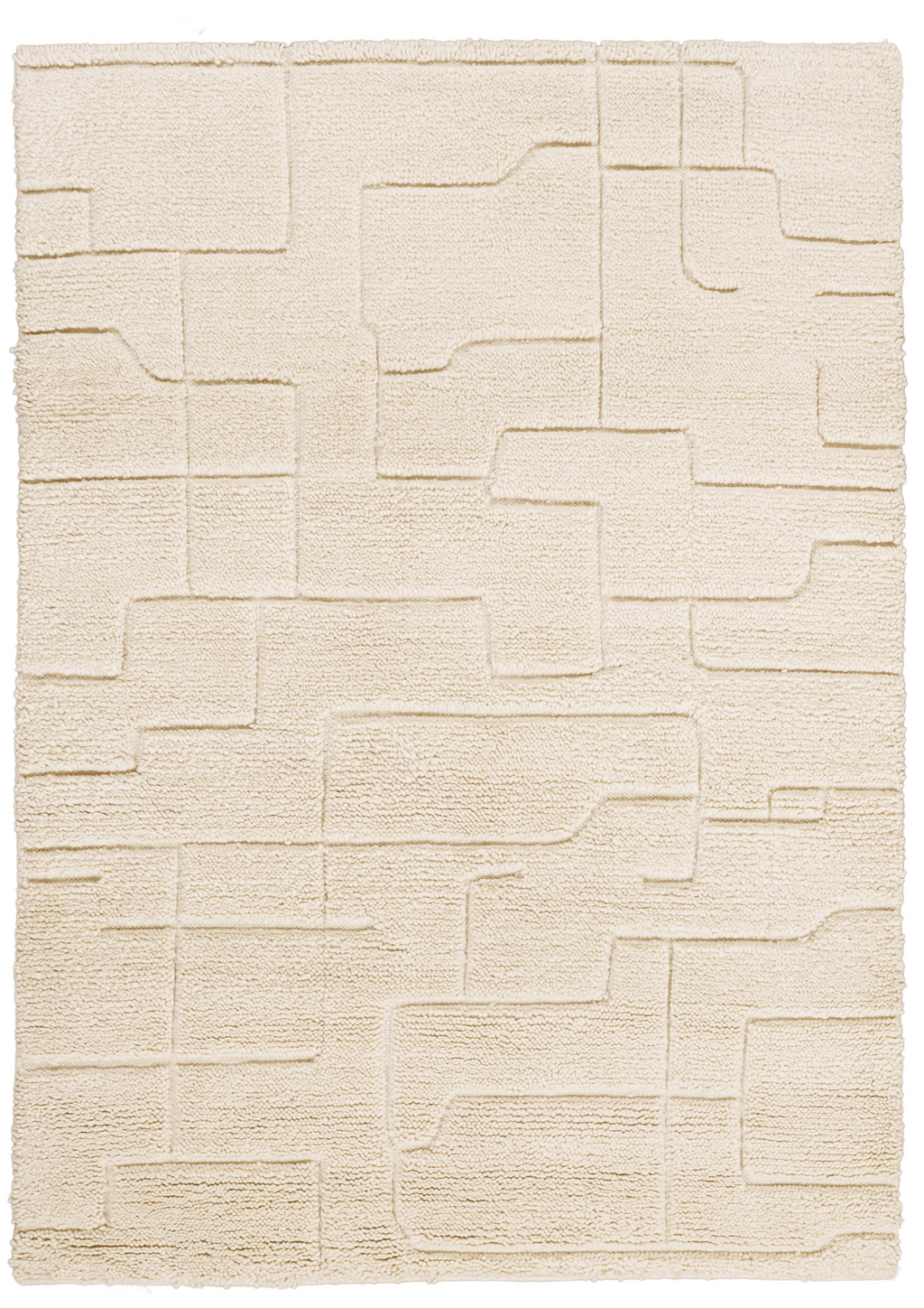 Wool Hand Knotted Moroccan Carpet: Modern Maze