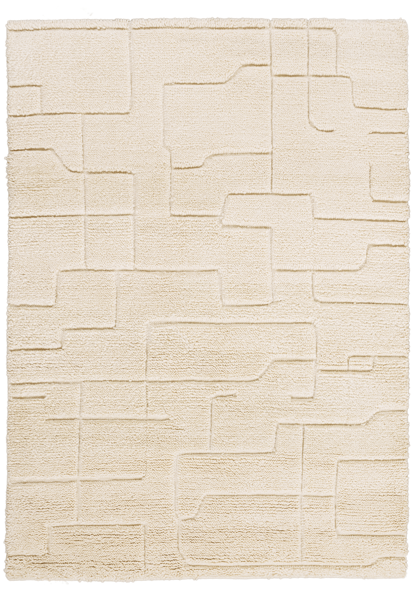 Wool Hand Knotted Moroccan Carpet: Modern Maze