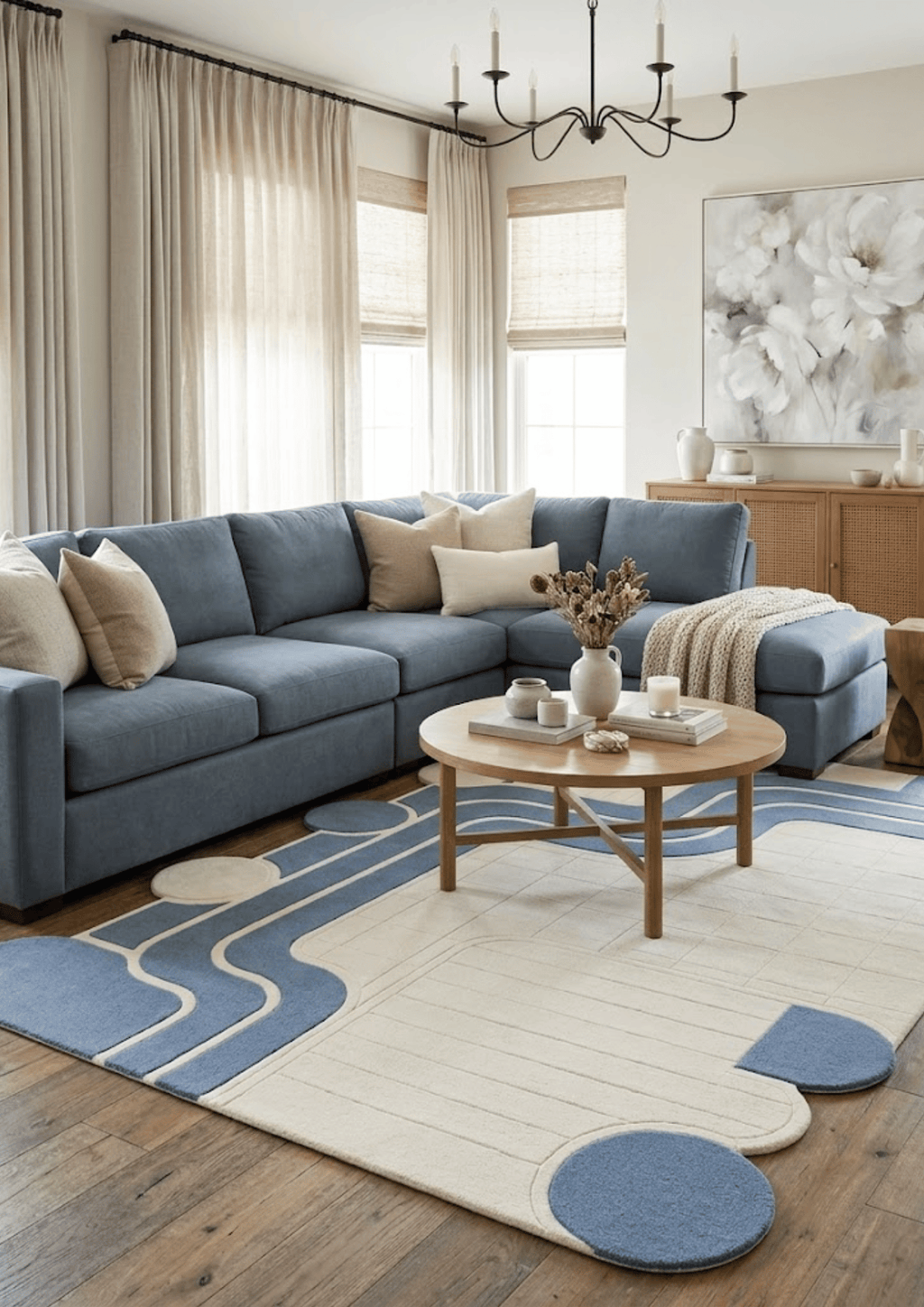 Woolen Handtufted Carpet - Modline Bleu