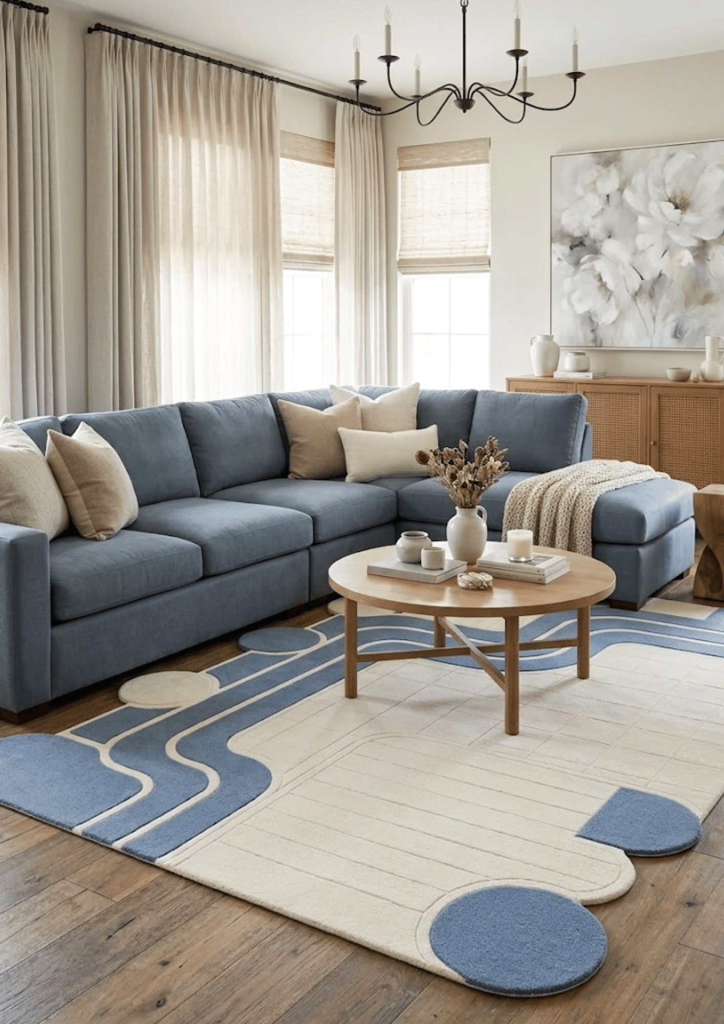Woolen Handtufted Carpet - Modline Bleu