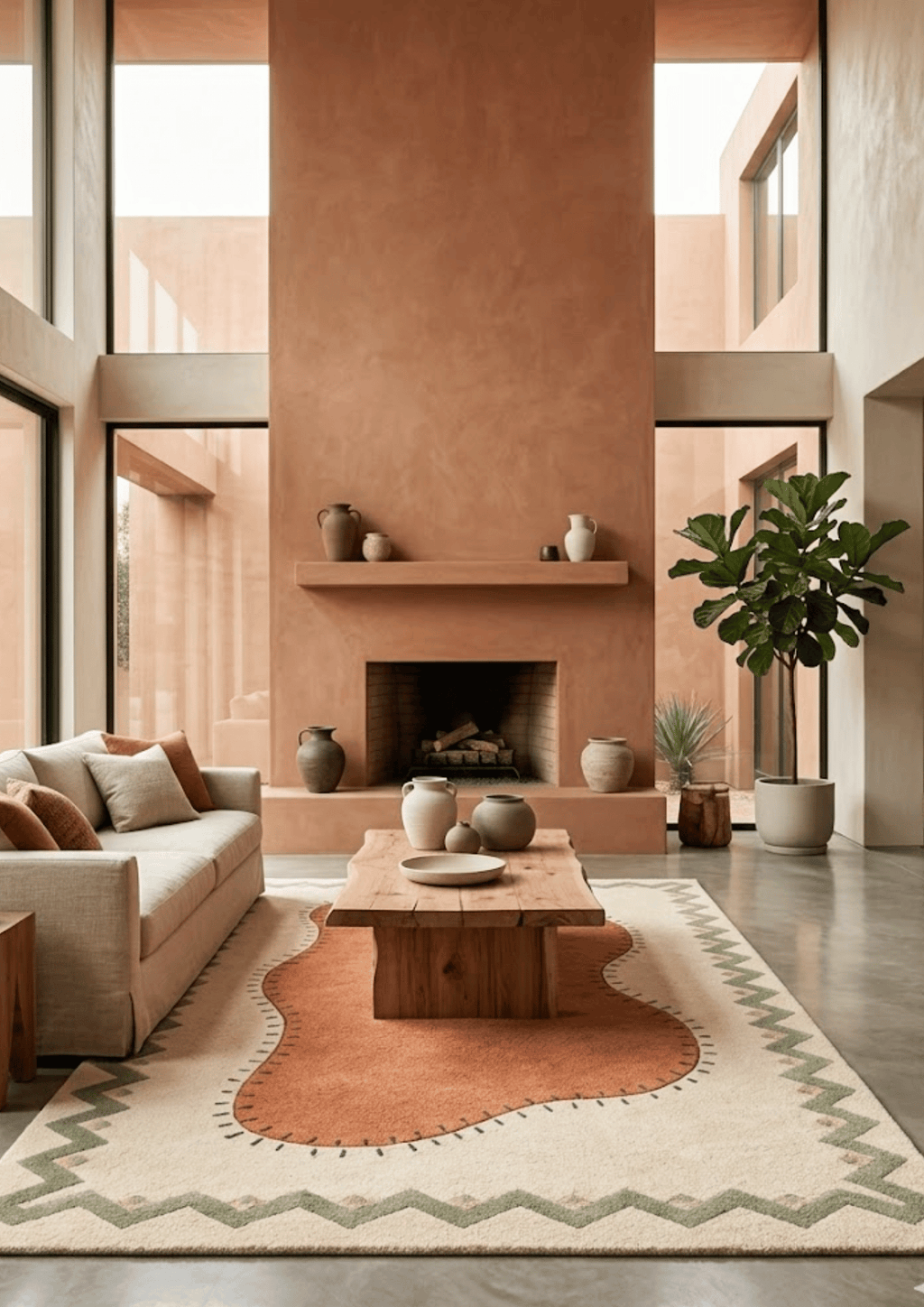 Woolen Handtufted Carpet - Ochre Flowfield
