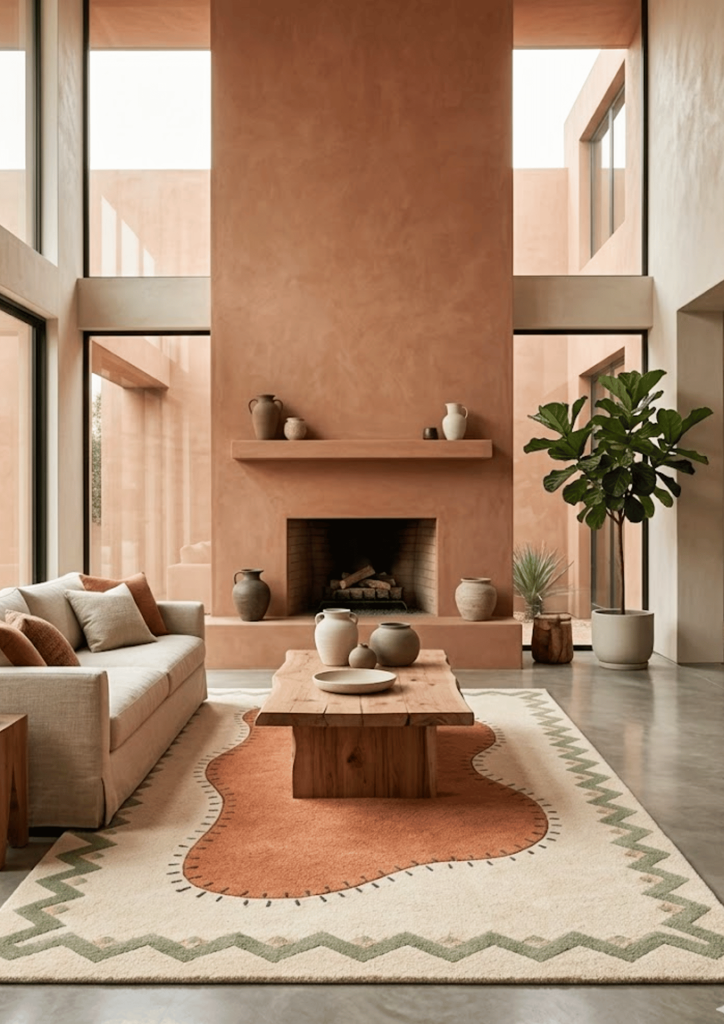 Woolen Handtufted Carpet - Ochre Flowfield