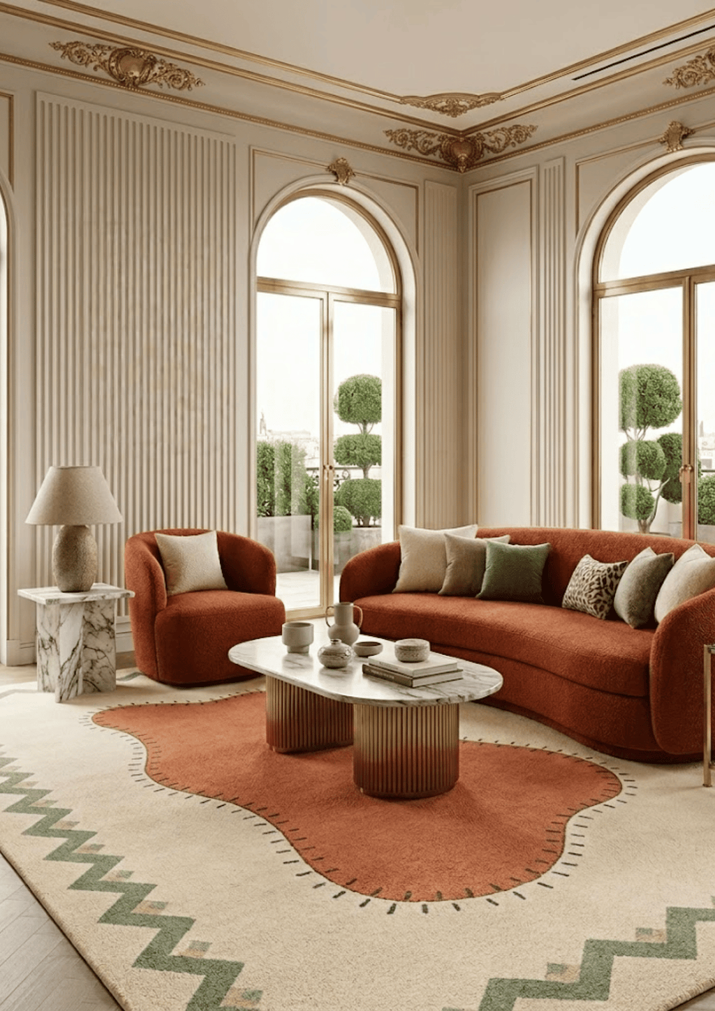 Woolen Handtufted Carpet - Ochre Flowfield