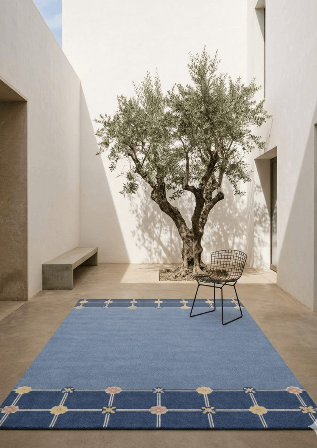 Woolen Handtufted Carpet_  Blue Blossom
