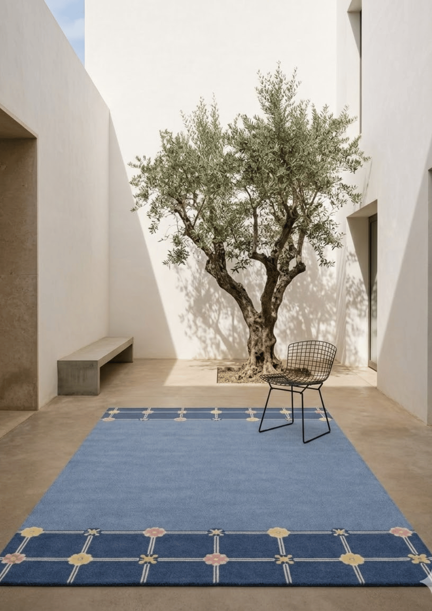 Woolen Handtufted Carpet_  Blue Blossom