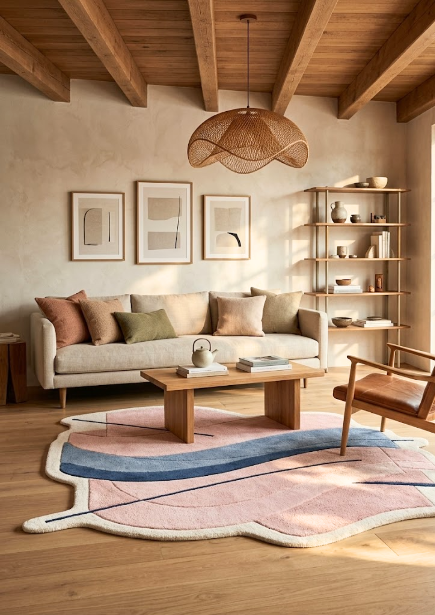 Woolen Handtufted Carpet - Rosé Motion