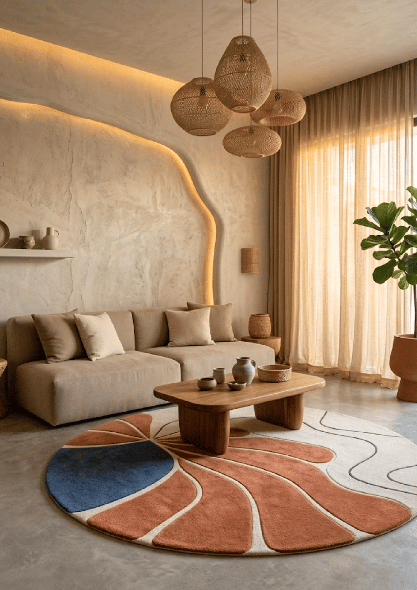 Round Woolen Handtufted Carpet _Sienna Bloom